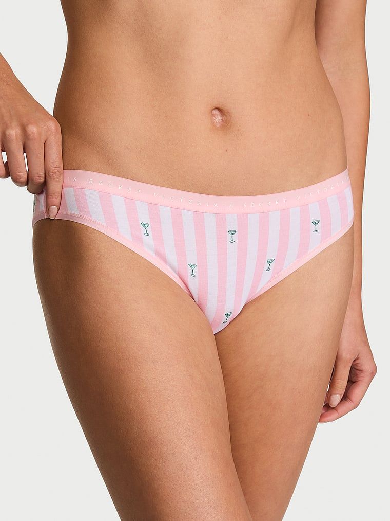 Chiloți de bumbac Bikini. Produsul are o culoare cu model și provine din colecția Victoria's Secret.