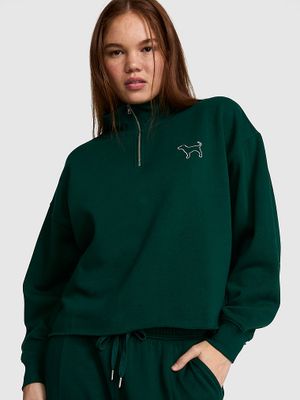 PINK Bluză Campus Fleece cu croială dreaptă și fermoar scurt