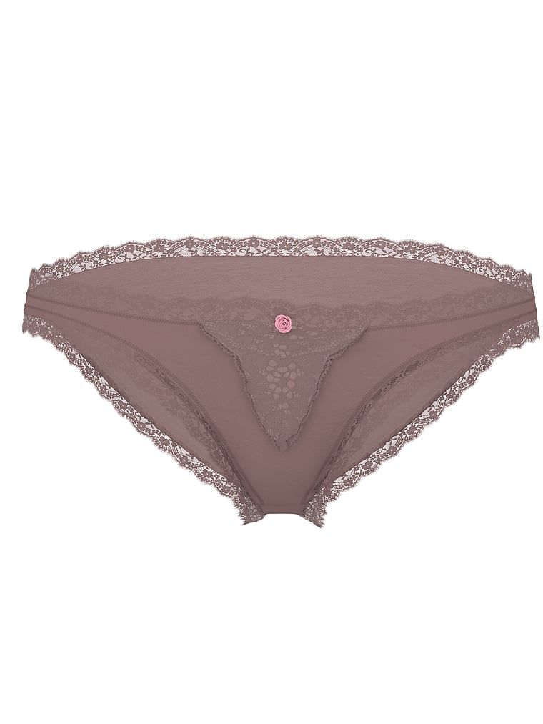 Chiloți cu dantelă pe marginile bikinilor cu dantelă. Produsul este gri și provine din colecția Dream Angels.