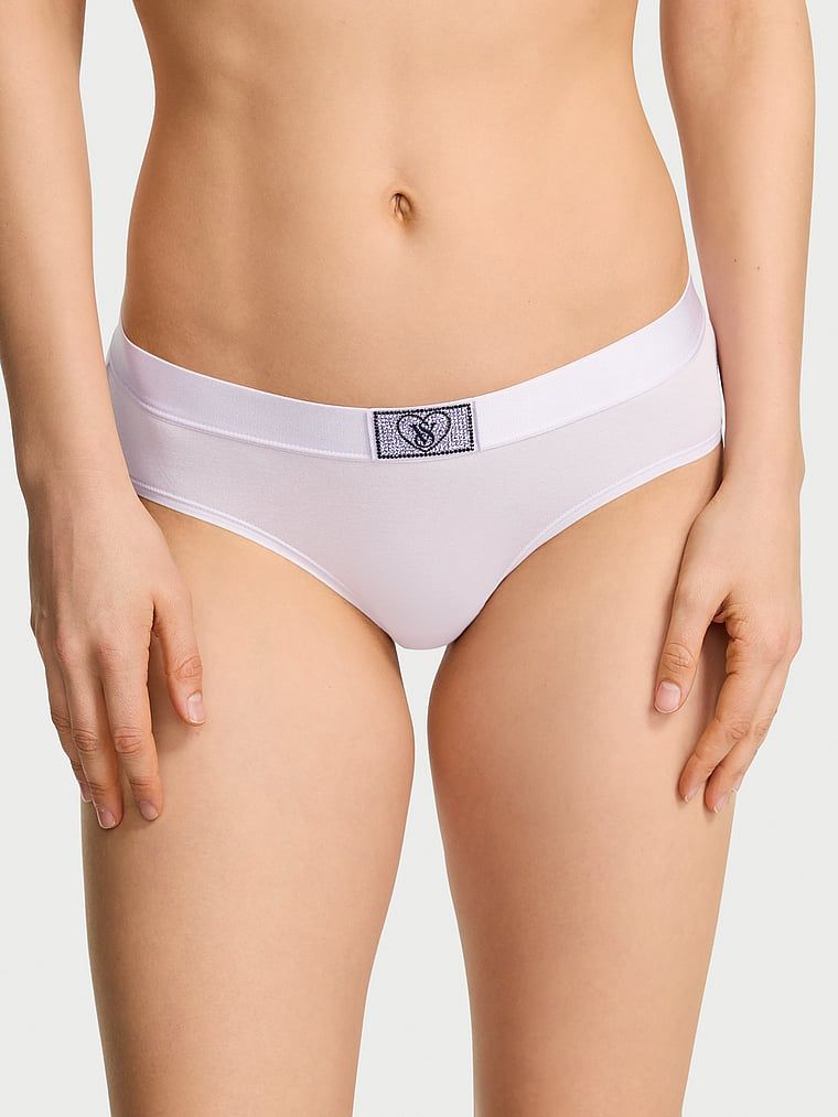 Chiloți de bumbac cu logo-ul lucios Heart Shine Patch Hiphugger. Produsul este de culoare mov și provine din colecția Bumbac.