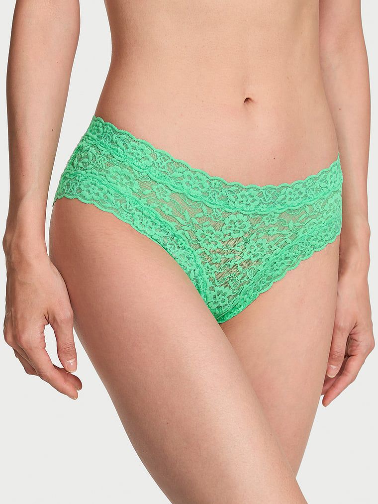Chiloți din dantelă cu bretele la spate Blossom Cheeky. Produsul este de culoare verde și provine din colecția Lacie.