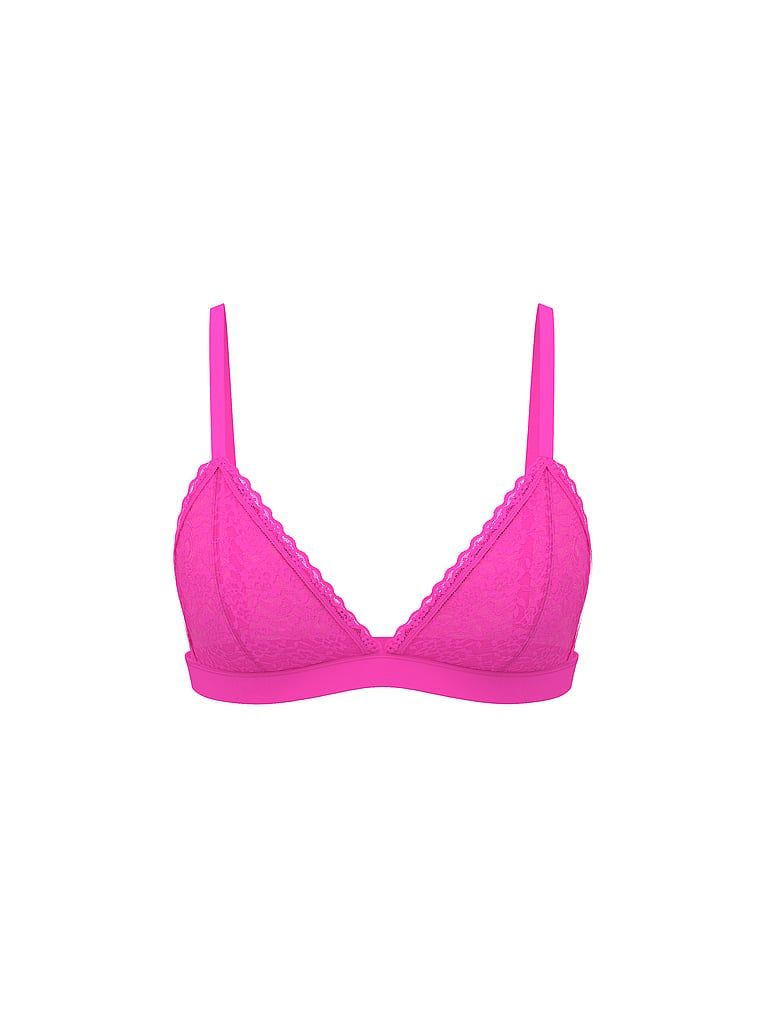 Bralette din dantelă fără căptușeală. Produsul este roz și provine din colecția Victoria's Secret.