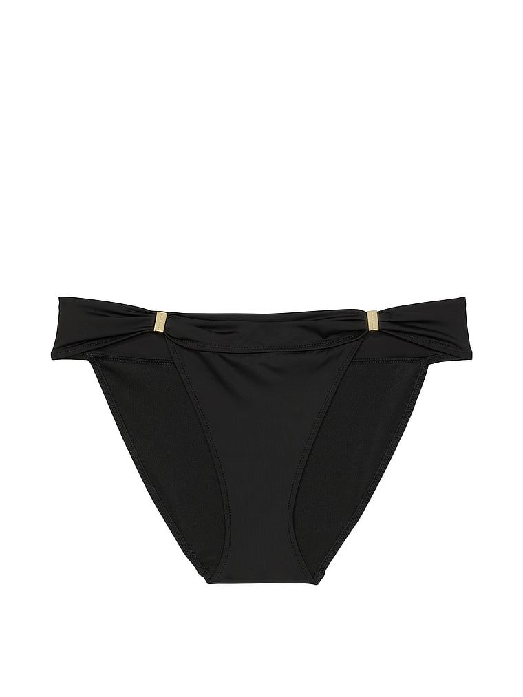 Partea de jos esențială a bikinilor Harlow. Produsul este negru și provine din colecția Victoria's Secret Swim.