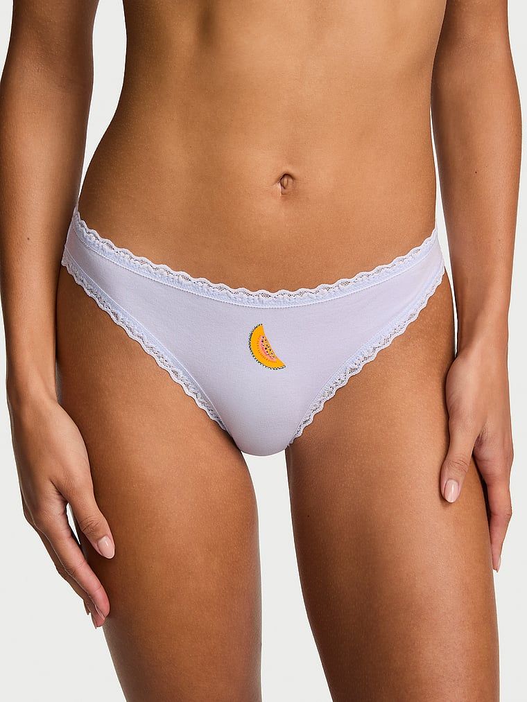 Chiloți din bumbac cu dantelă cu dantelă și baie de baie. Produsul este albastru și provine din colecția Lace Trim.