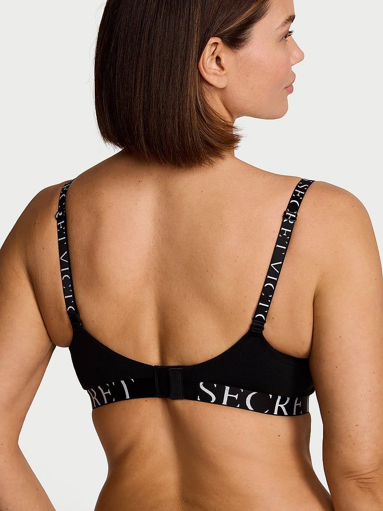 Sutien de bumbac push-up Perfect Shape Exploded Logo. Produsul este negru și provine din colecția de tricouri.