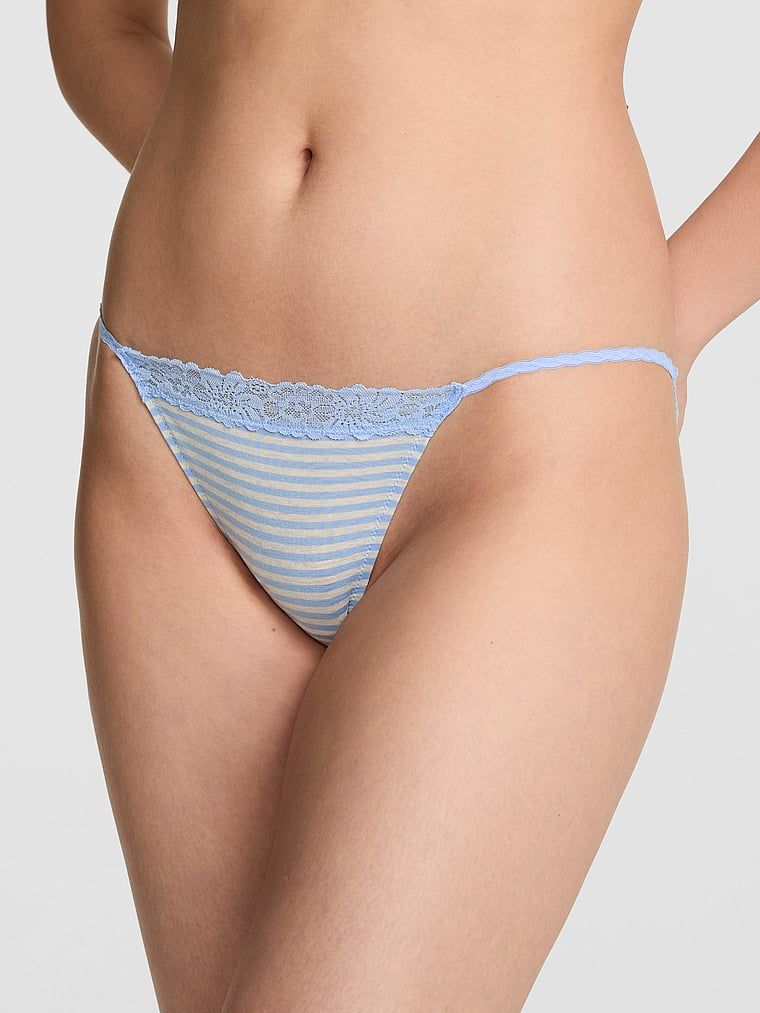 Chilot bikini din bumbac cu margine din dantelă