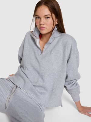 PINK Bluză Campus Fleece cu croială dreaptă și fermoar scurt