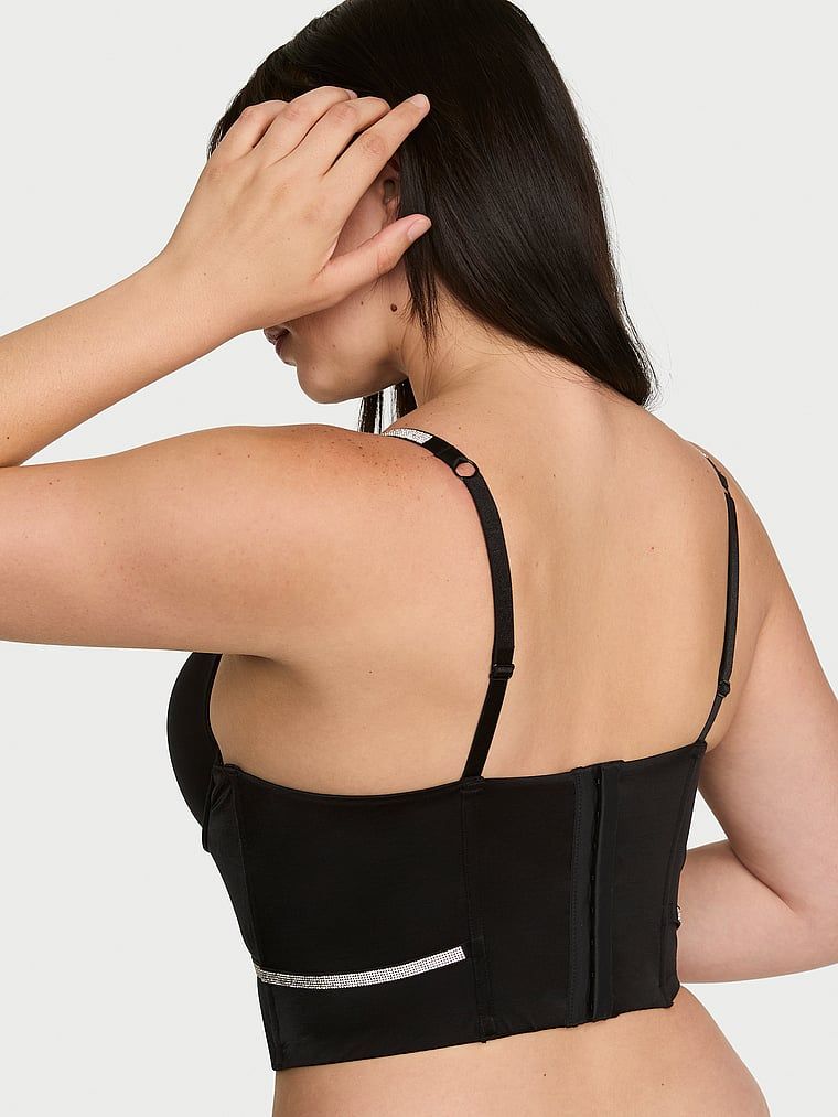 Topul corset cu flotări Shine Bow. Produsul este negru și provine din colecția Very Sexy.