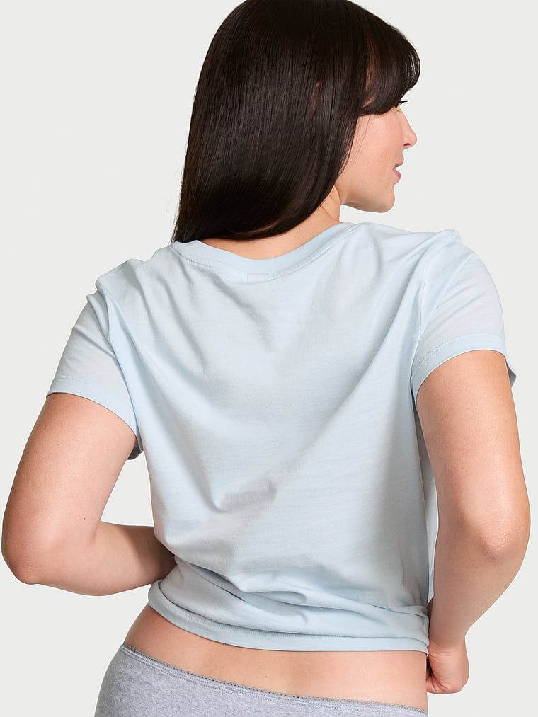Tricou de dormit din bumbac Mix & Match. Produsul este albastru și provine din colecția Victoria's Secret.