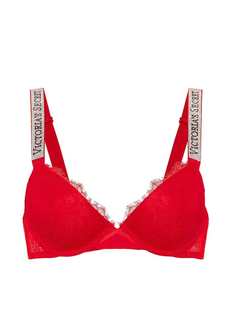Suten din dantelă ușor căptușită cu bretele Shine Strap Demi lucioase. Produsul este roșu și provine din colecția Very Sexy.