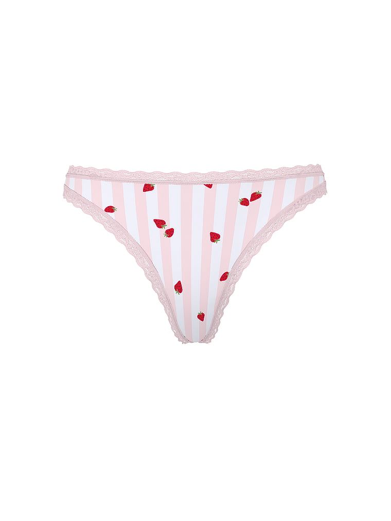 Tanga de bumbac cu dantelă pe margini: talie din dantelă. Produsul este modelat și provine din colecția Lace Trim.