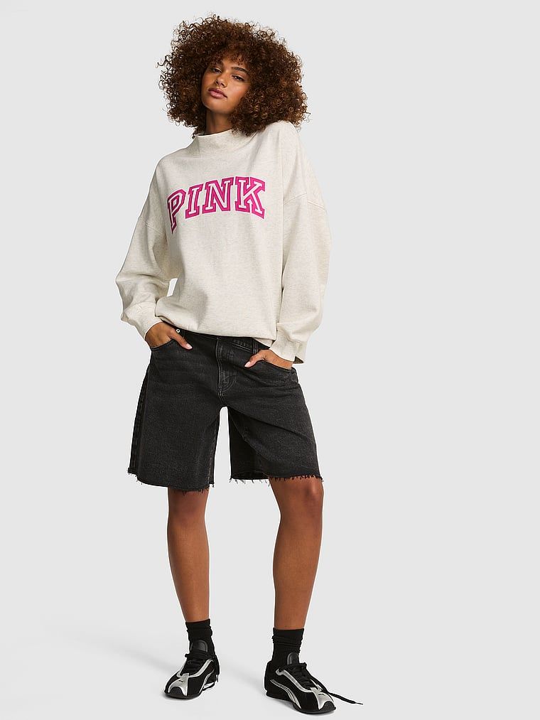 Bluză oversize cu guler tip mock Campus Fleece