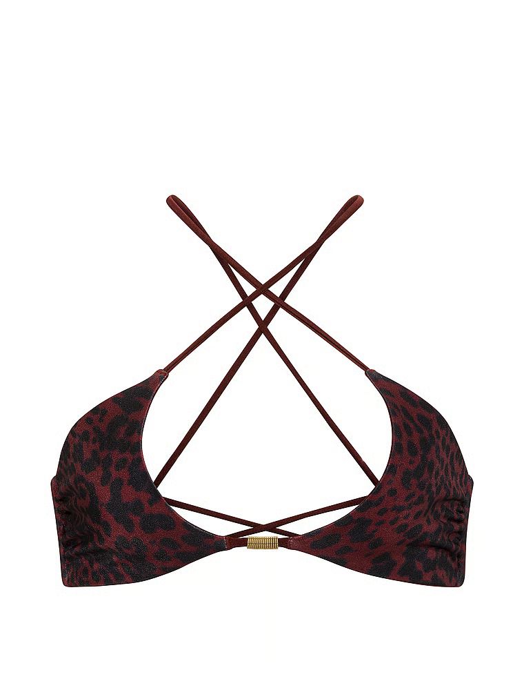 Topul de bikini cu două fețe Cut-Out Rings Halter. Produsul este modelat și provine din colecția Victoria's Secret Swim.