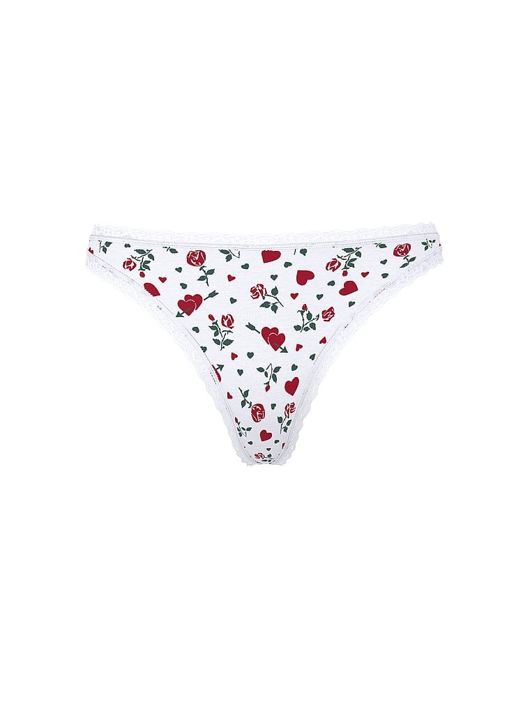 Tanga de bumbac cu dantelă pe margini: talie din dantelă. Produsul este modelat și provine din colecția Lace Trim.