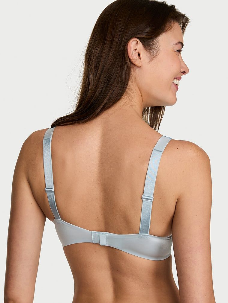 Sutien push-up cu bretele strălucitoare Ombre Shine. Produsul este de culoare albastră și provine din colecția Very Sexy.