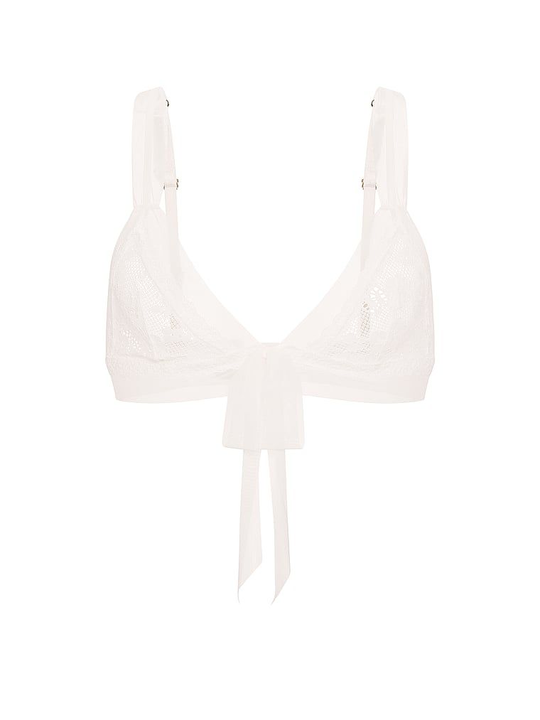 Bralette bralet realizat din dantelă și plasă din plasă de dantelă. Produsul este alb și provine din colecția Dream Angels.