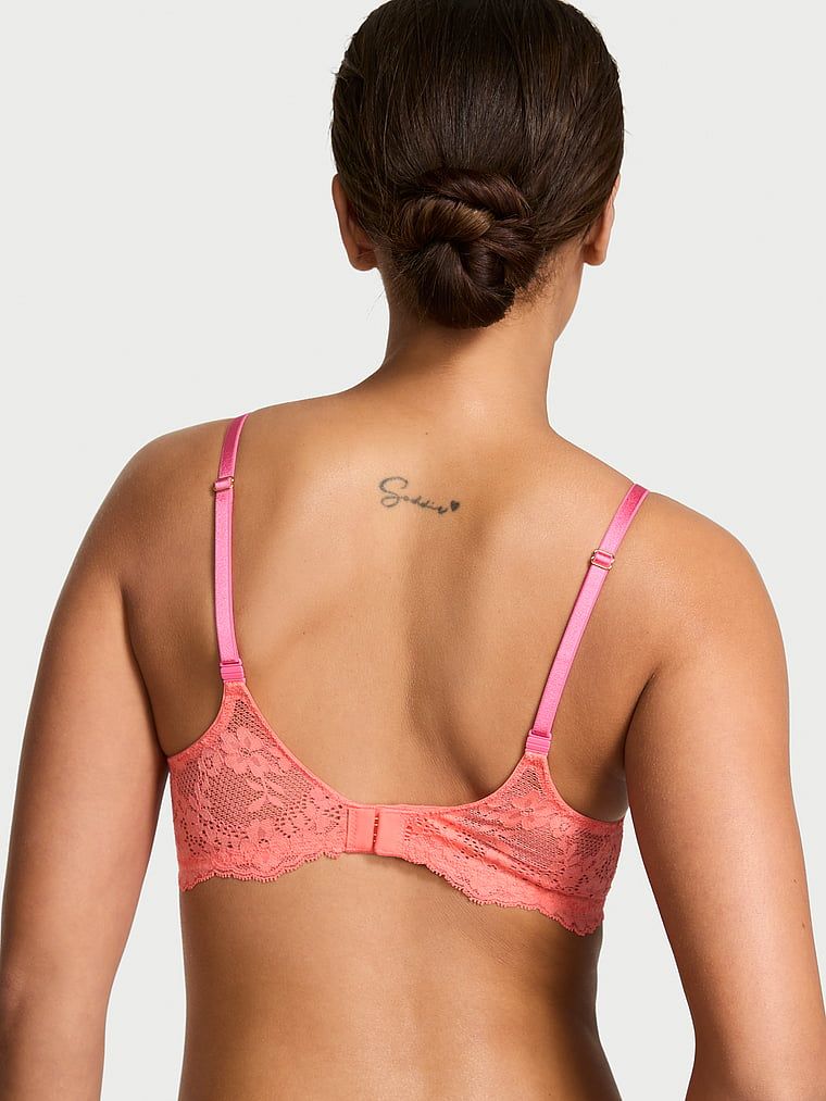 Sutien Demi din dantelă ușor căptușit. Produsul este portocaliu și provine din colecția Dream Angels.