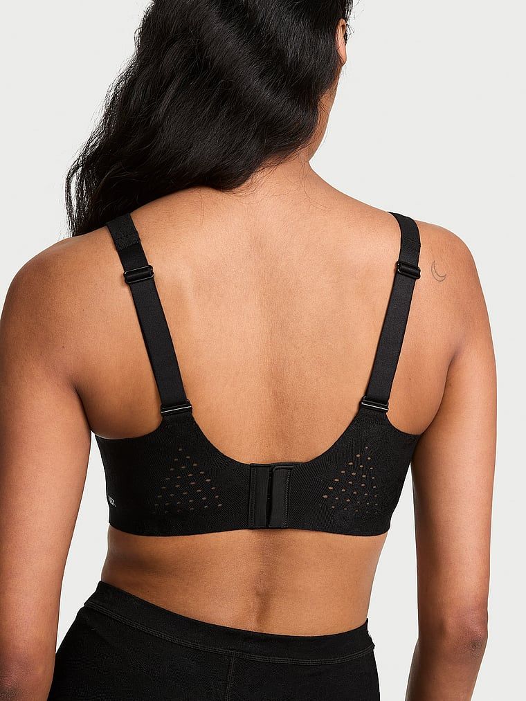 SUTIEN sport VSX Featherweight din dantelă. Produsul este negru și provine din colecția VSX.
