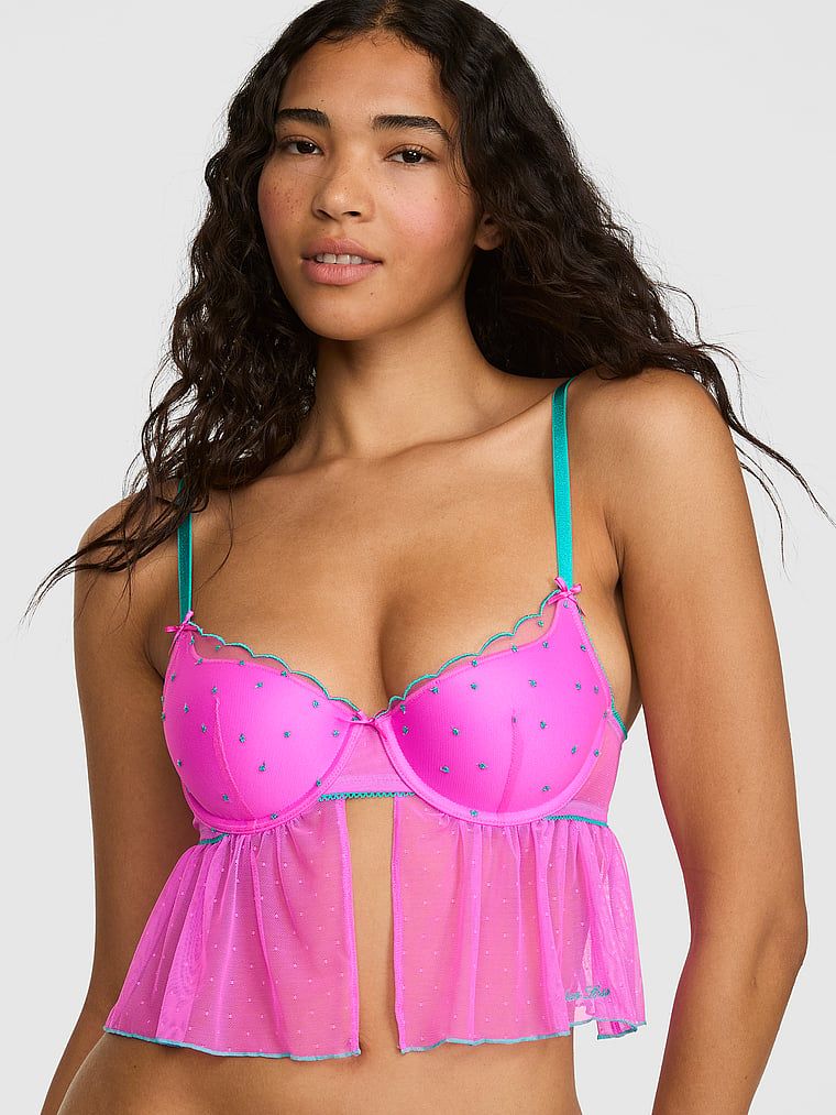 Top corset ușor căptușit cu decolteu rotund PINK Wink
