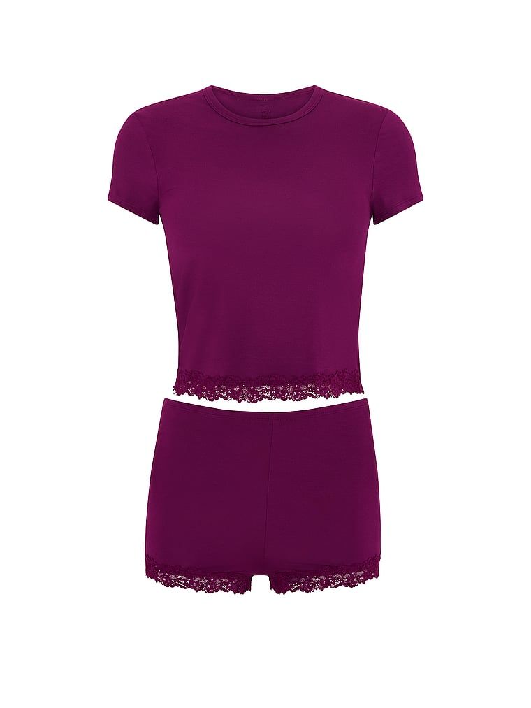 Set de dormit modal - tricou și pantaloni scurți SoSoft. Produsul este de culoare mov și provine din colecția Victoria's Secret.