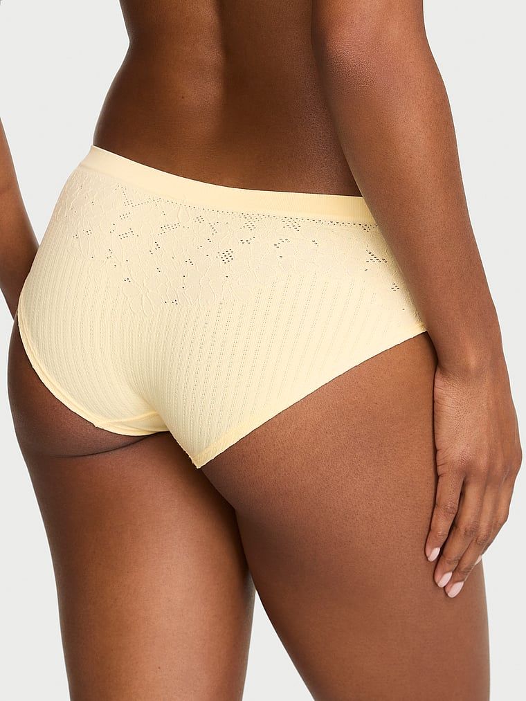 Chiloți hiphugger cu coaste florale. Produsul este de culoare galbenă și provine din colecția Seamless (Seamless Collection).