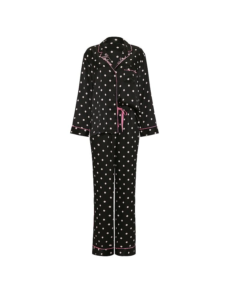 Pijamale din satin semnătură cu mâneci lungi. Produsul are o culoare cu model și provine din colecția Victoria's Secret.