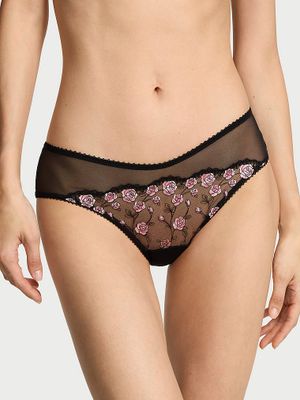 Victoria's Secret Chiloți Cheeky cu broderie în formă de trandafiri Tease
