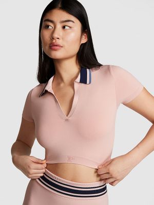 Tricou Polo crop moale, fără cusături