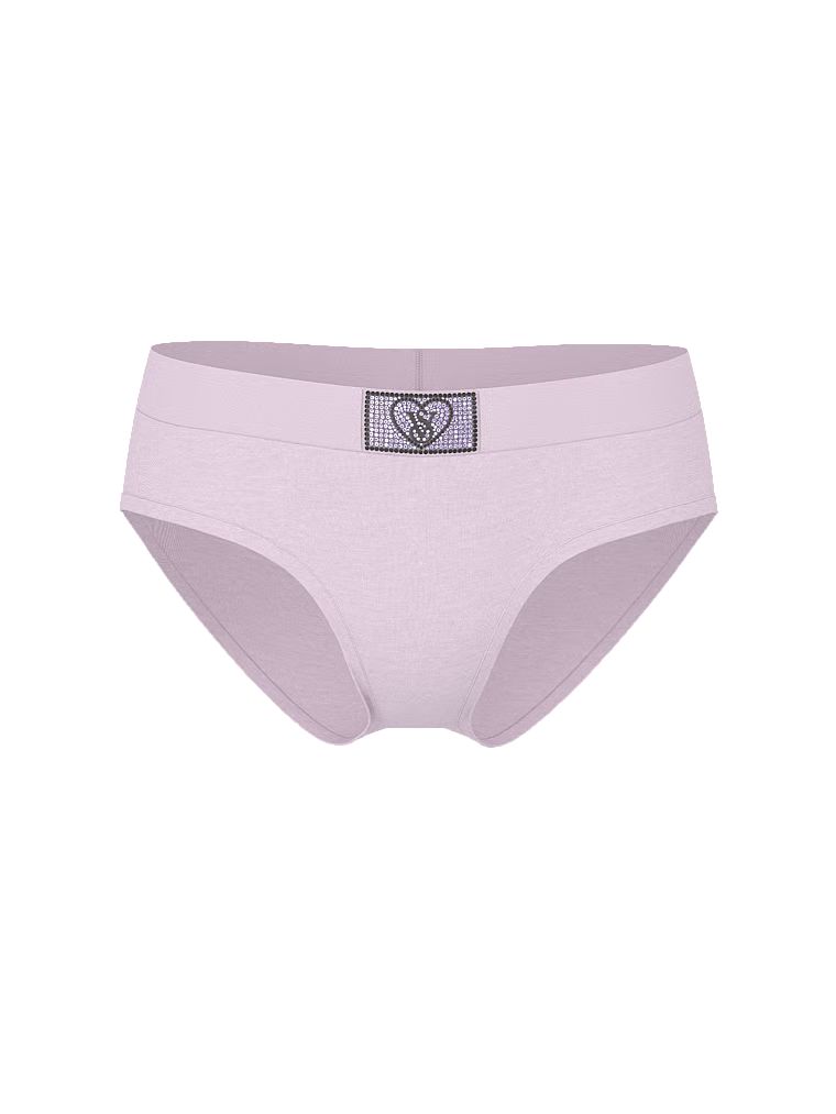 Chiloți de bumbac cu logo-ul lucios Heart Shine Patch Hiphugger. Produsul este de culoare mov și provine din colecția Bumbac.