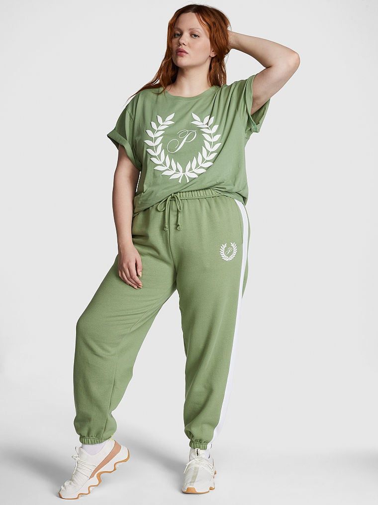 PINK Pantaloni pentru sport Ivy Campus din material fleece