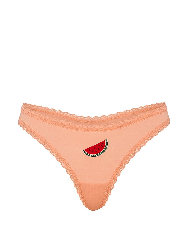 Tanga de bumbac cu dantelă pe margini: talie din dantelă. Produsul este multicolor și provine din colecția Lace Trim.