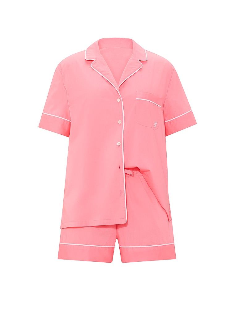 Pijamale din bumbac cu pantaloni scurți Heritage. Produsul este roz și provine din colecția Victoria's Secret.