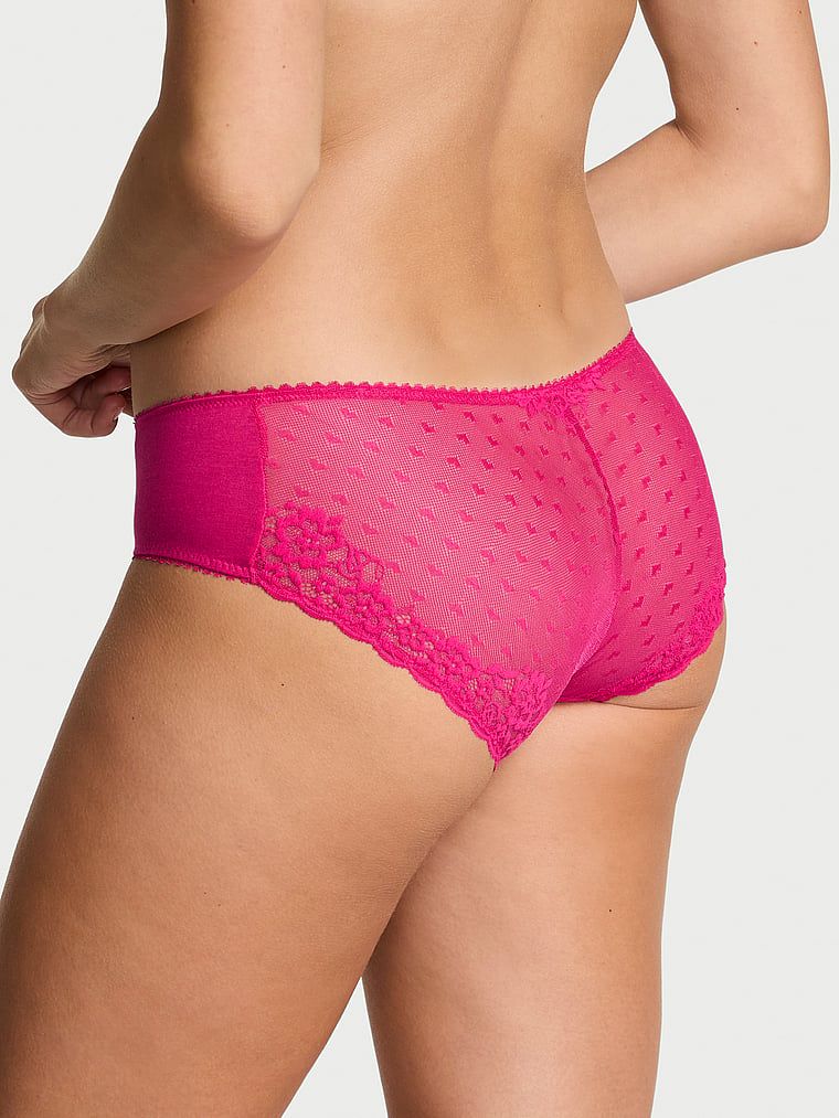 Victoria's Secret Chiloți Hiphugger din bumbac elastic, cu dantelă cu inimi