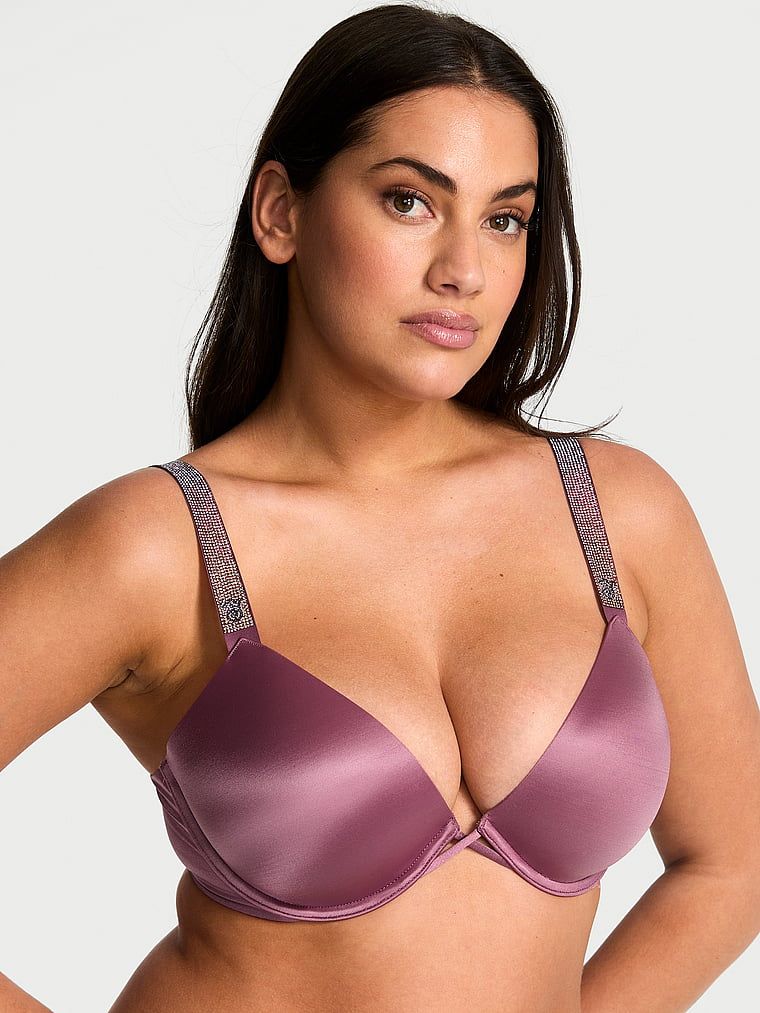 Very Sexy Sutien Demi cu bretele strălucitoare, cu căptușeală subțire și decolteu adânc