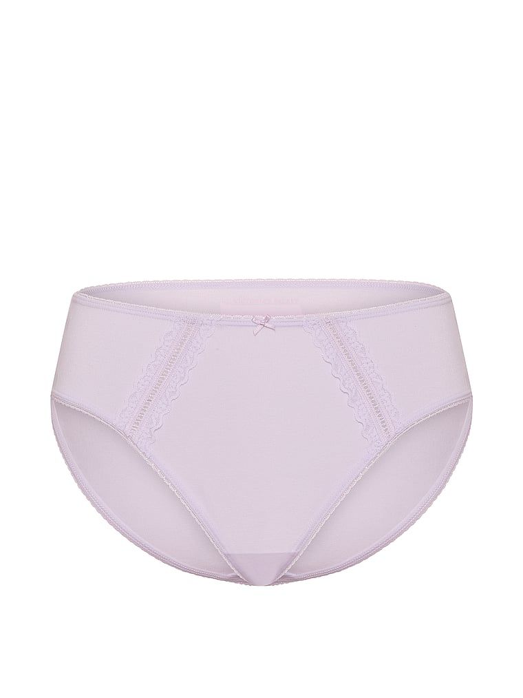 Chiloți din bumbac cu inserții Lace-Trim. Produsul este de culoare mov și provine din colecția Victoria's Secret.