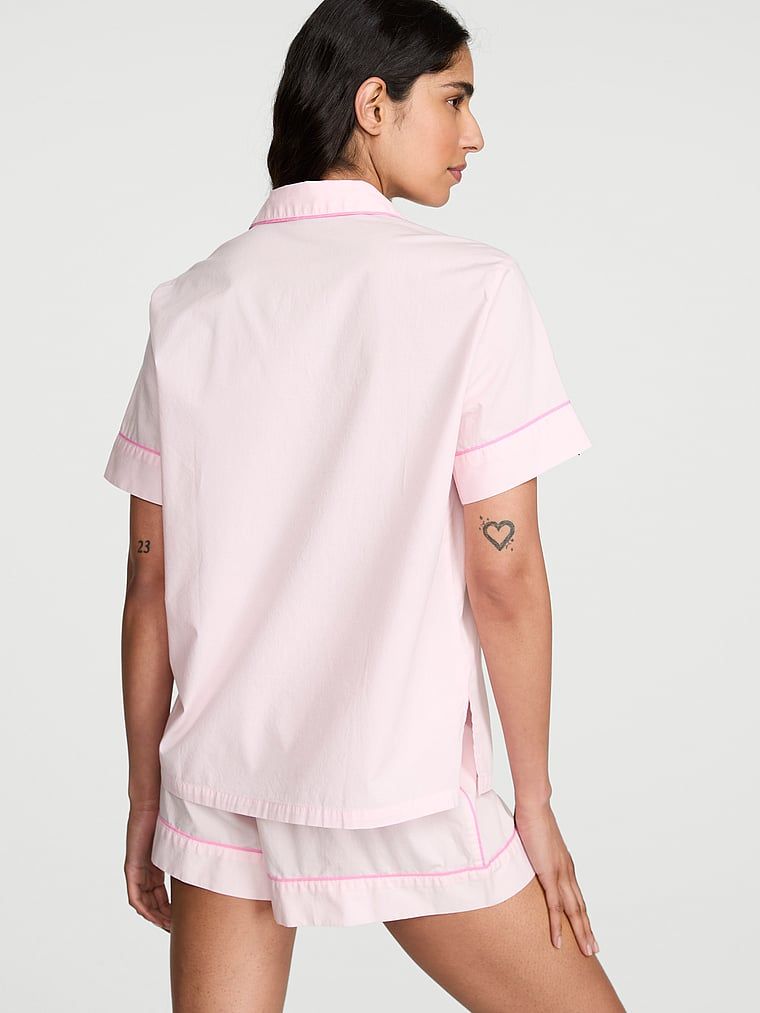 Pijamale din bumbac cu pantaloni scurți Heritage. Produsul este roz și provine din colecția Victoria's Secret.