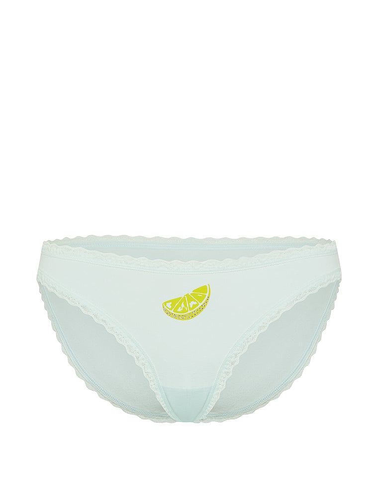 Chiloți din bumbac cu dantelă cu dantelă și baie de baie. Produsul este albastru și provine din colecția Lace Trim.