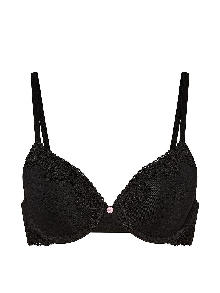 Sutien de bumbac push-up Perfect Shape. Produsul este negru și provine din colecția de tricouri.