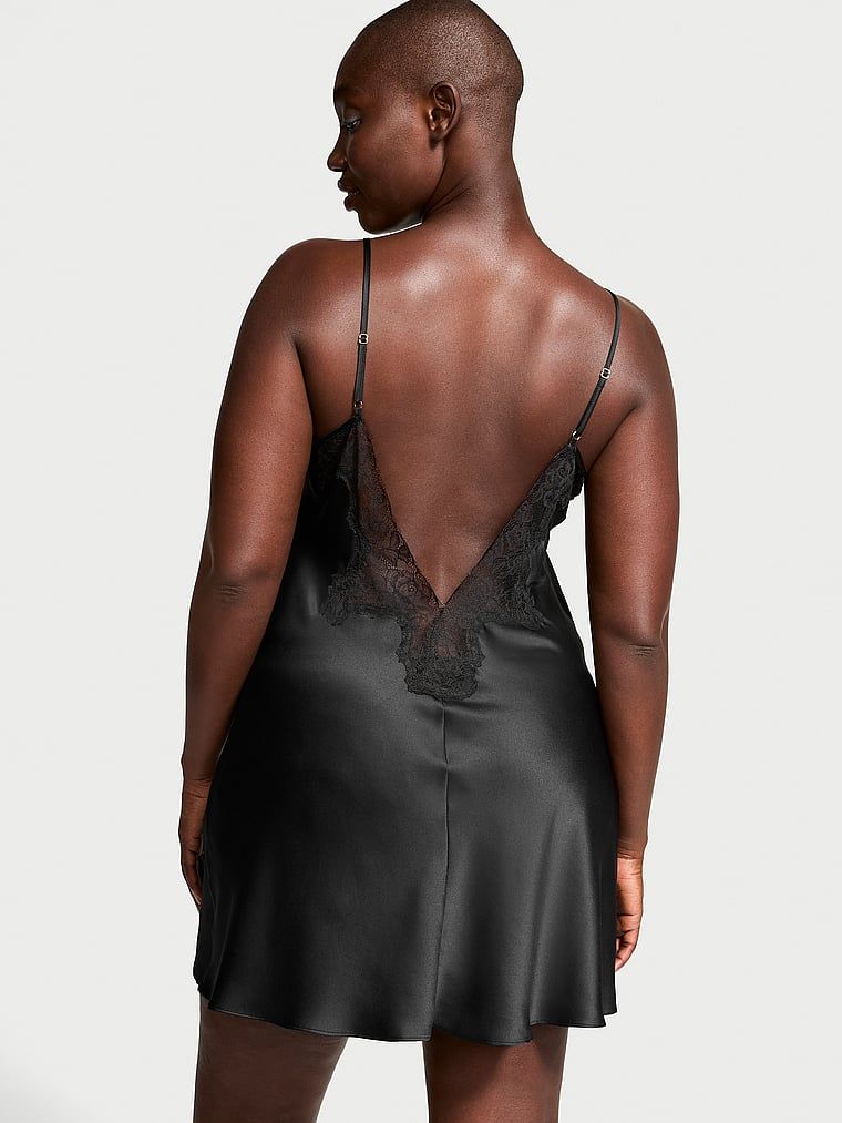 Victoria's Secret Rochie mini tip furou din satin și dantelă în formă de trandafir