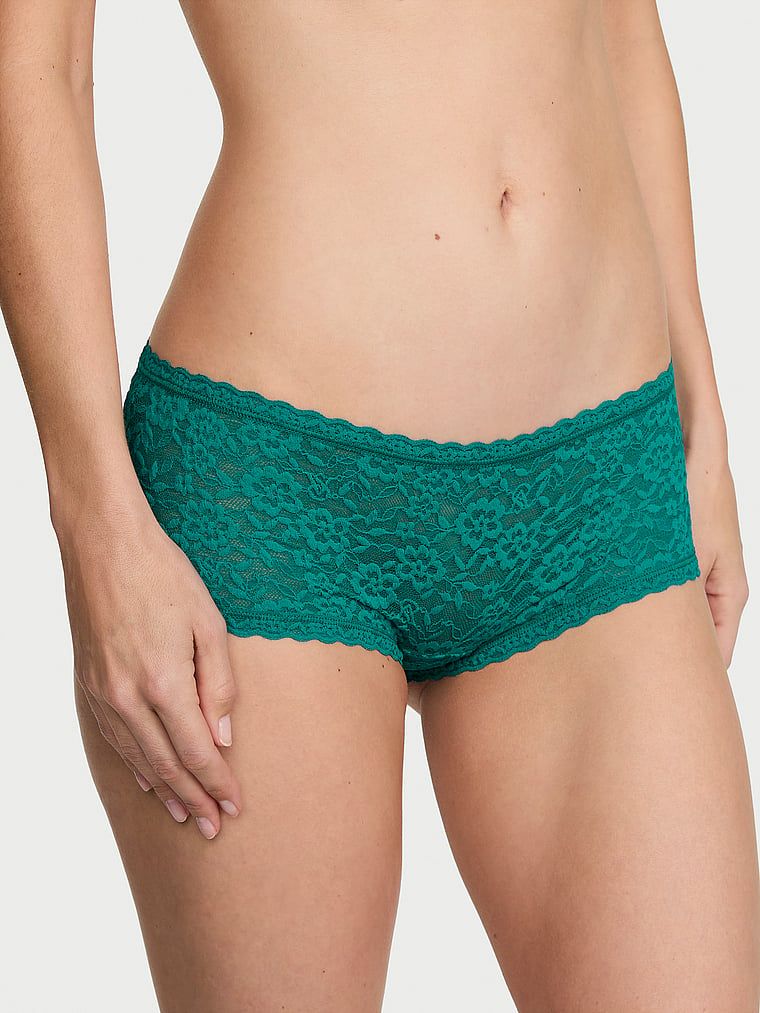 Pantaloni scurți din dantelă, pantaloni scurți cu talie joasă Boyshort. Produsul este albastru și provine din colecția Lacie.