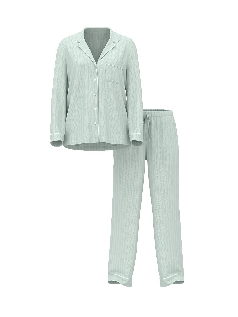 Pijamale modale cu mâneci lungi SoSoft. Produsul este de culoare verde și provine din colecția Victoria's Secret.