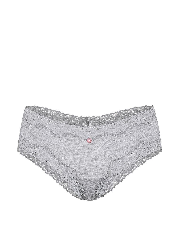 Chiloți de bumbac cu dantelă pe margini, dantelă-talie obraznică. Produsul este de culoare gri și provine din colecția Lace Trim.