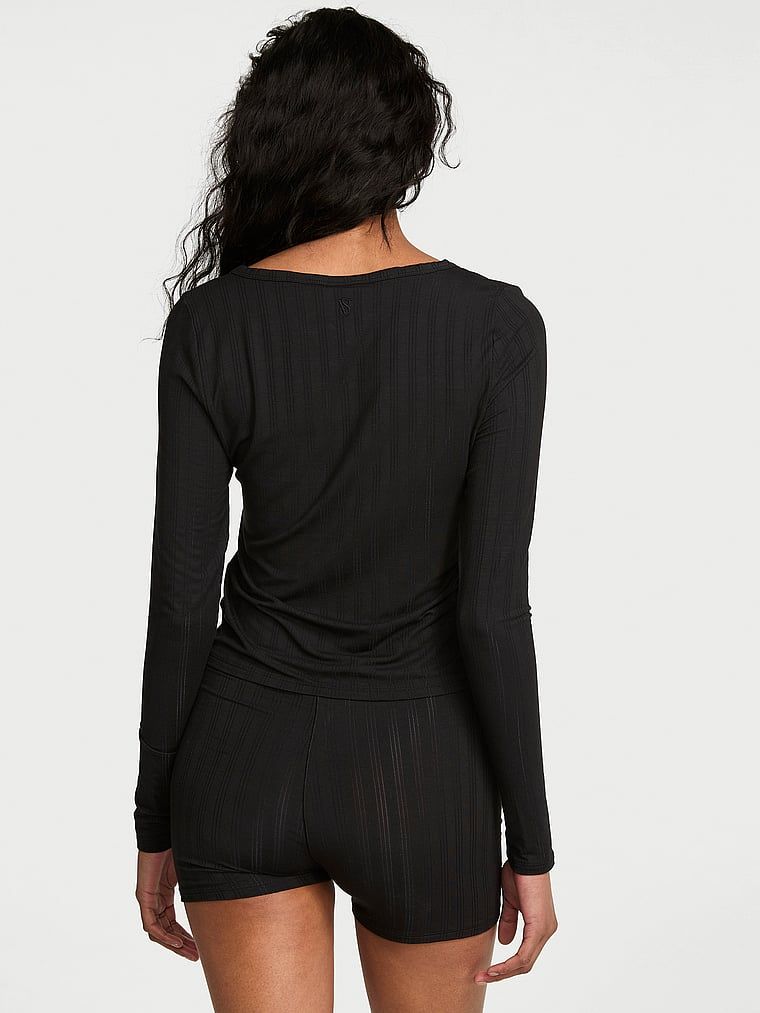Bluză modală de somn SoSoft Ultra-Fine. Produsul este negru și provine din colecția Victoria's Secret.
