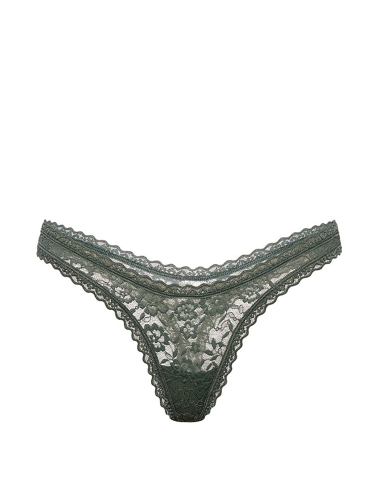 Tanga Ultra-Mini Scoop din dantelă. Produsul este de culoare verde și provine din colecția Lacie.