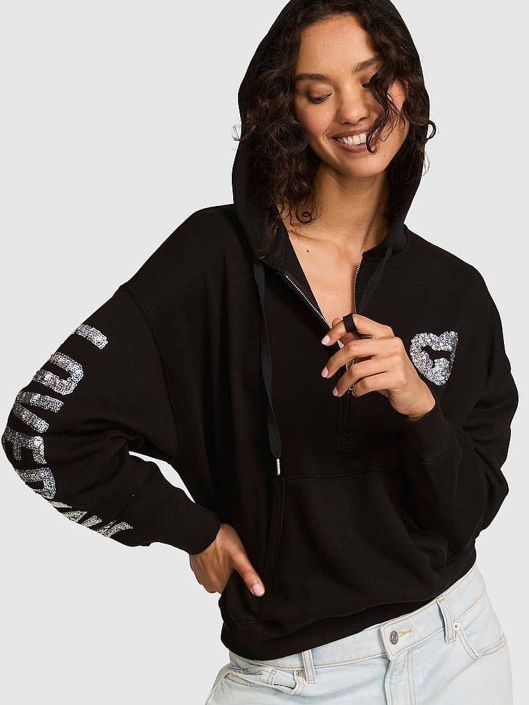 PINK Hanorac Campus Fleece cu fermoar scurt
