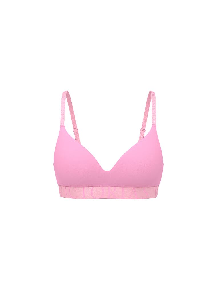 Sutiene de bumbac ușor căptușit, fără sârmă, Exploded Logo. Produsul este roz și provine din colecția de tricouri.