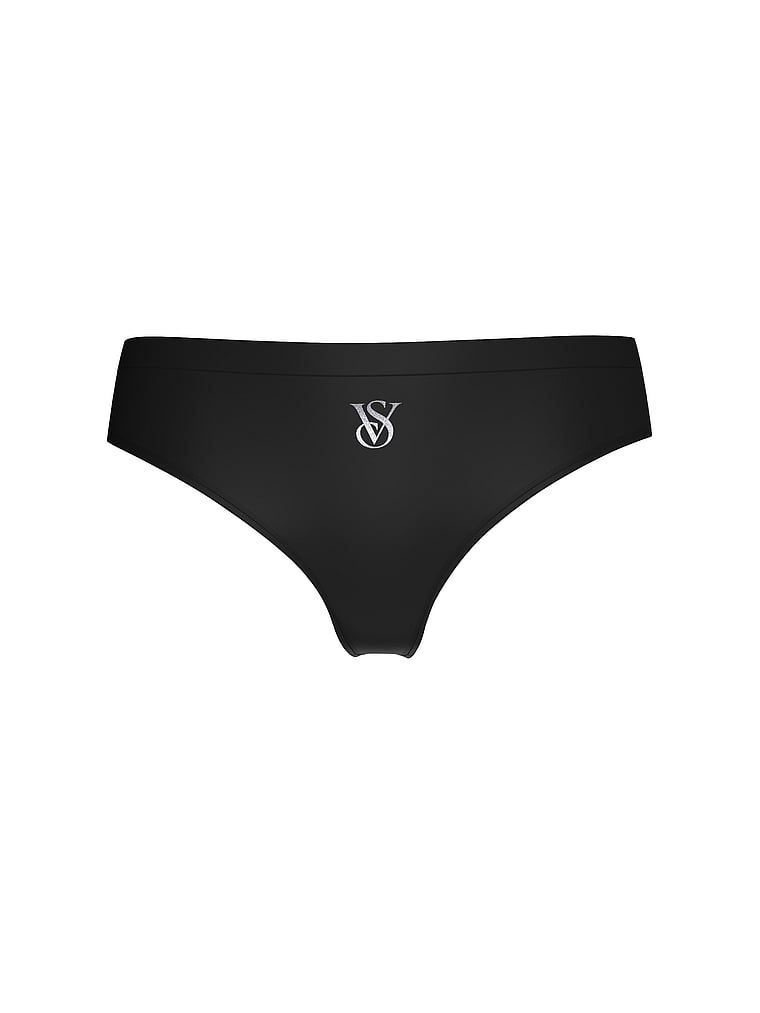 Tanga fără cusături cu logo strălucitor Sparkle. Produsul este negru și provine din colecția Seamless