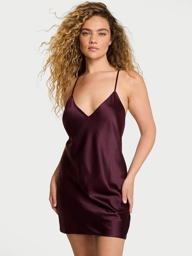 Victorias Secret Rochie tip slip din satin, cu spatele descoperit