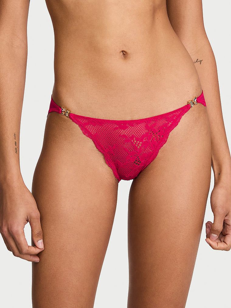 Dream Angels Chiloți bikini din dantelă și plasă, cu fluturi strălucitori