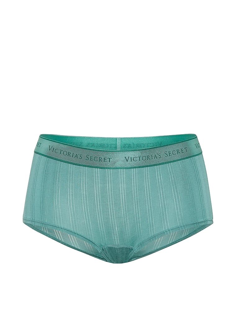 Pantaloni scurți din modal Ultra-Fine Logo Boyshort. Produsul este de culoare albastră și provine din colecția Bumbac.